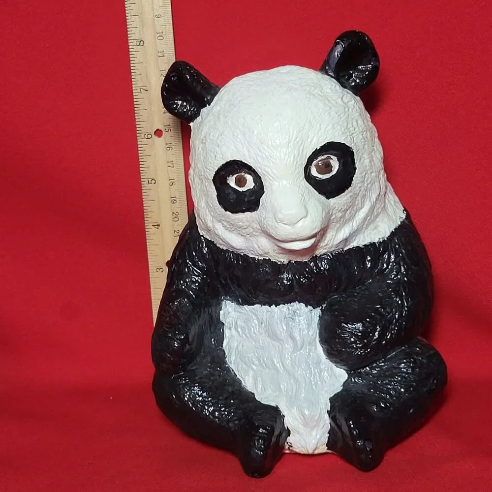 Vintage Panda Bear Piggy Bank Figurine Decor 8 Inch Tall